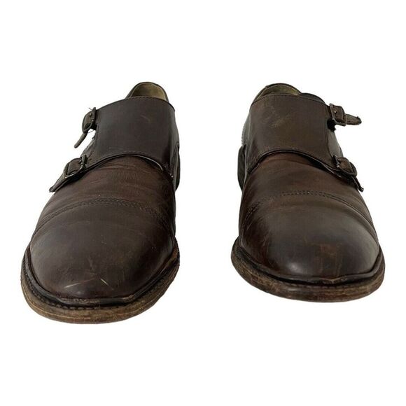 Frye Mens Size 11 James Double Monk Strap Dark Brown Leather Oxfords - Picture 2 of 8